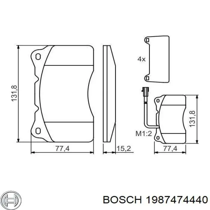 Купить 1987474440 Bosch Ремкомплект тормозных колодок