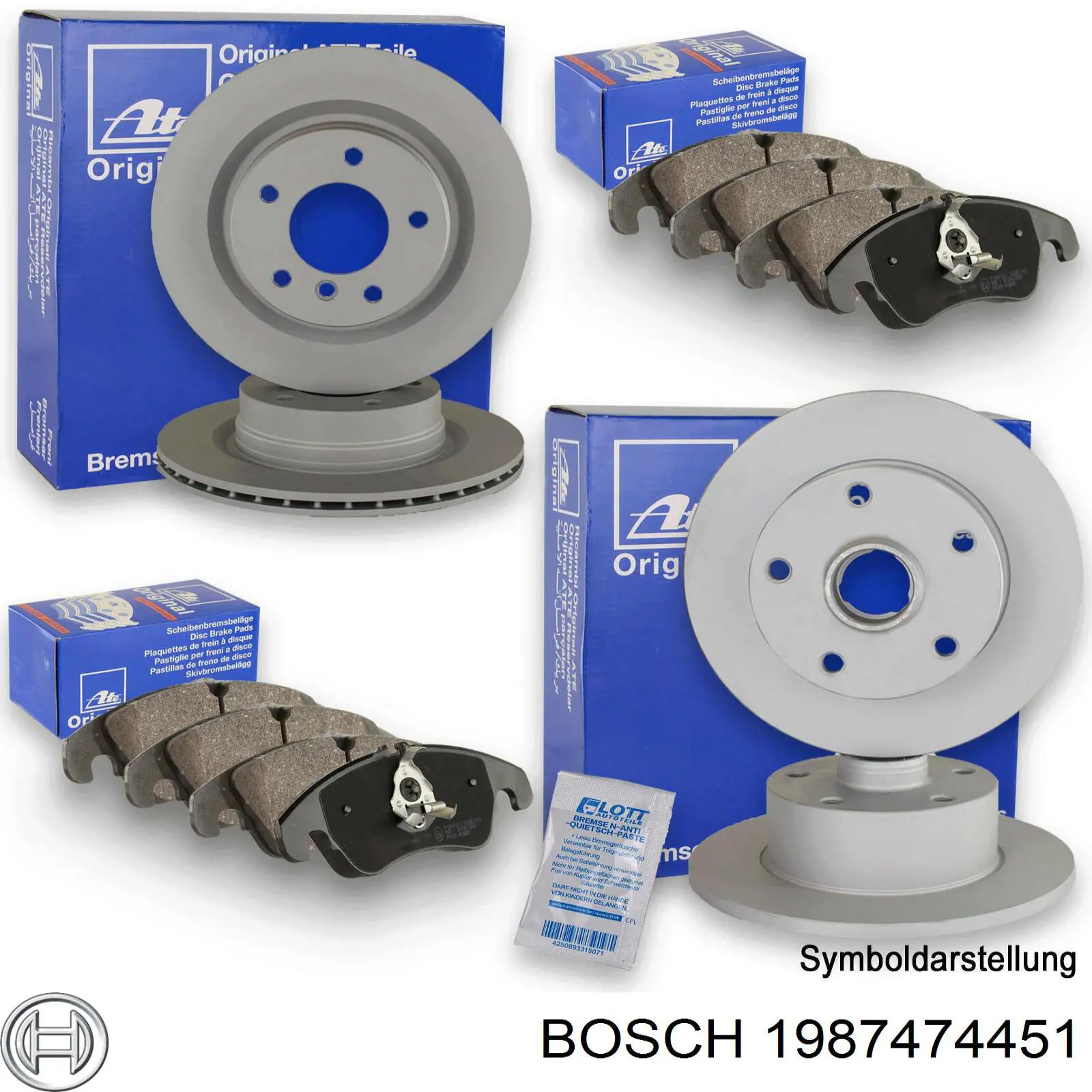 Ремкомплект тормозных колодок Bosch 1987474451