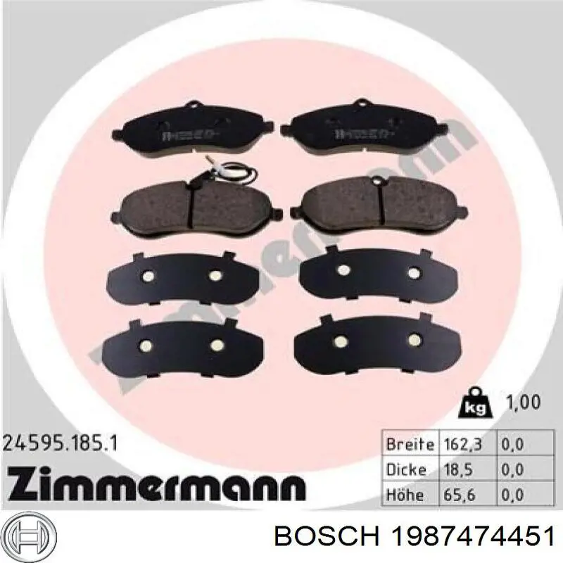 1987474451 Bosch Ремкомплект торм. колодок