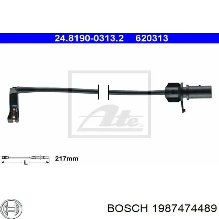 Датчик износа тормозных колодок, задний Bosch 1987474489 цена, от 5.43 USD