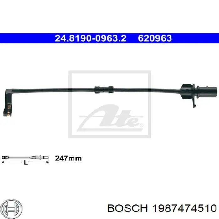 Датчик износа тормозных колодок задний 1987474510 Bosch