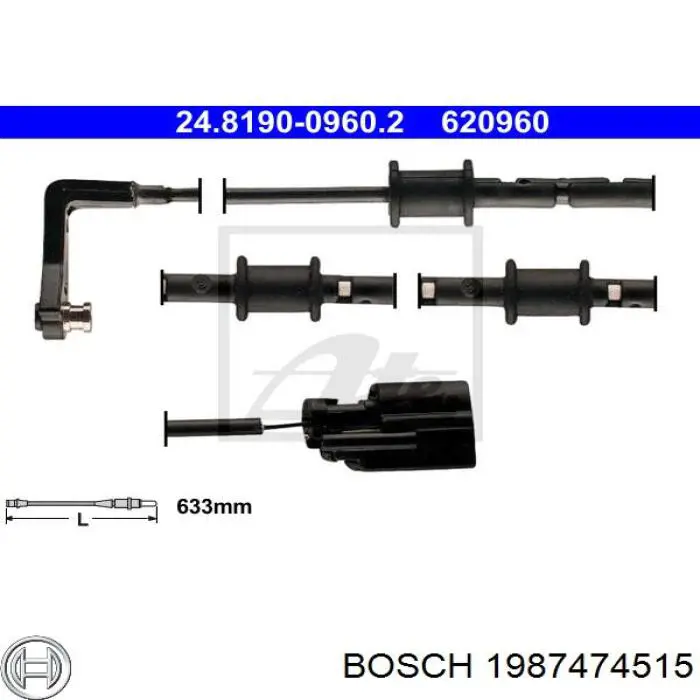 Contacto de aviso, desgaste de los frenos, trasero 1987474515 Bosch