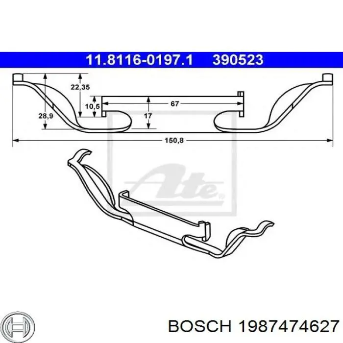 Комплект пружинок крепления дисковых колодок передних 1987474627 Bosch