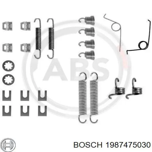 Монтажный комплект задних барабанных колодок Bosch 1987475030