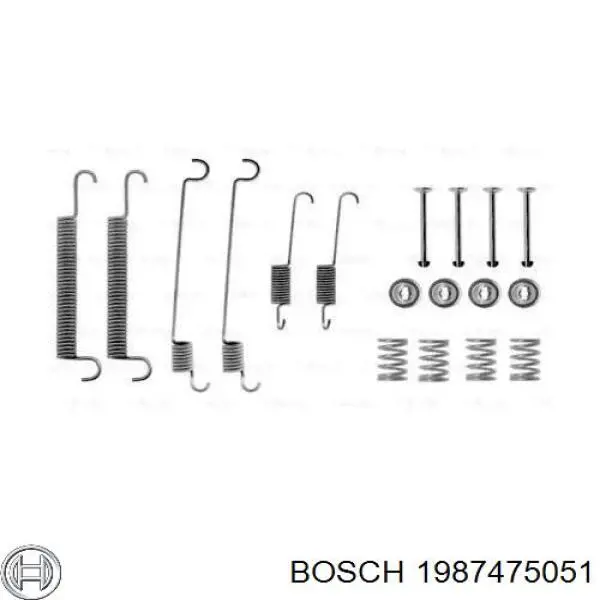 1987475051 Bosch монтажный комплект задних барабанных колодок