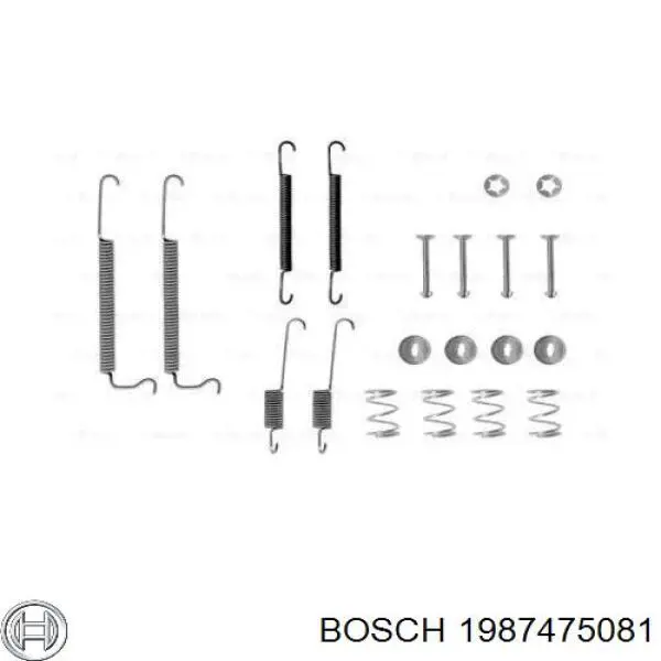 Установочный комплект задних барабанных колодок Bosch 1987475081 цена, от 4.59 USD