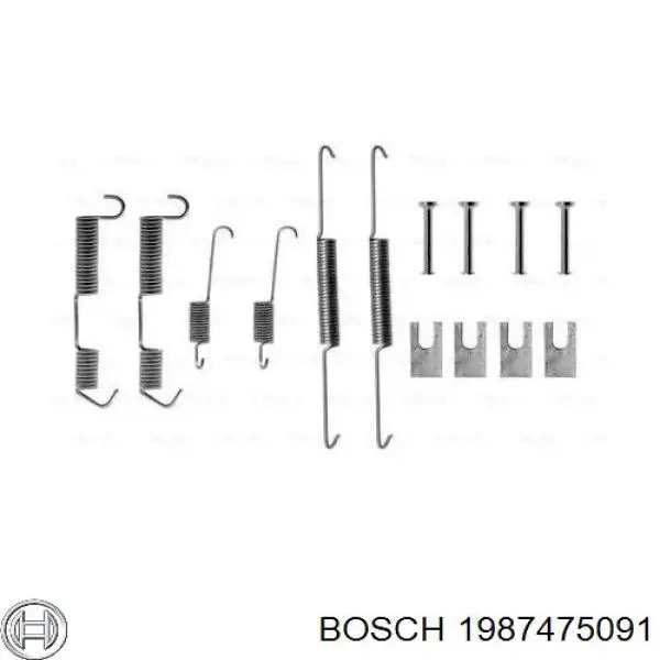 1987475091 Bosch монтажный комплект задних барабанных колодок