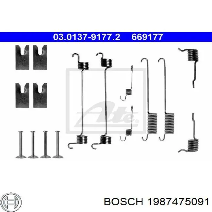 Kit de montaje, zapatas de freno traseras 1987475091 Bosch