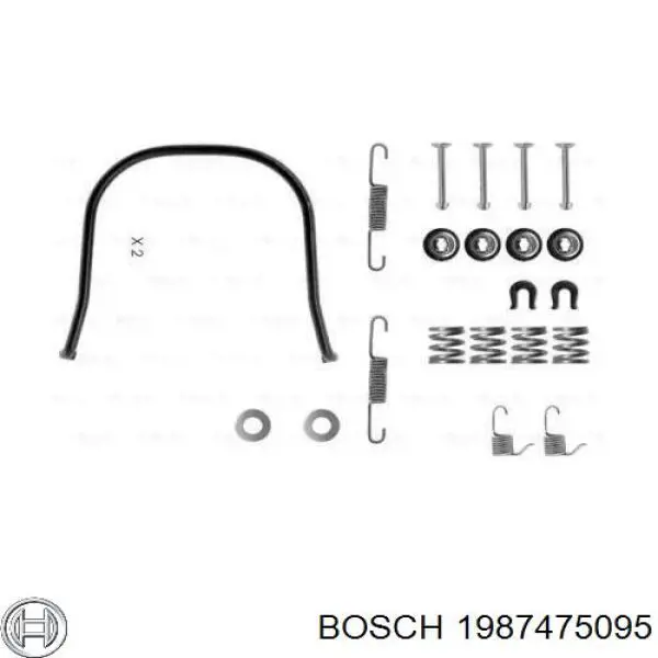 Монтажный комплект задних барабанных колодок Bosch 1987475095