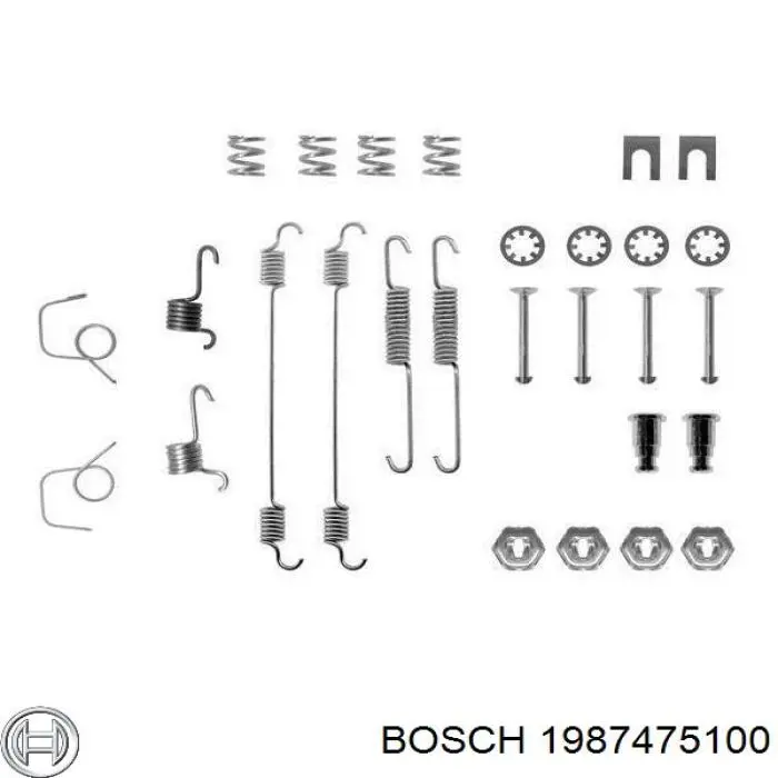 1 987 475 100 Bosch монтажный комплект задних барабанных колодок