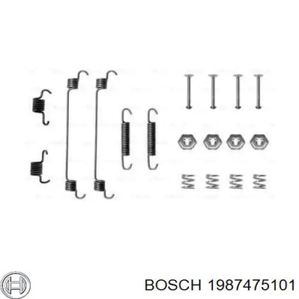 1987475101 Bosch монтажный комплект задних барабанных колодок