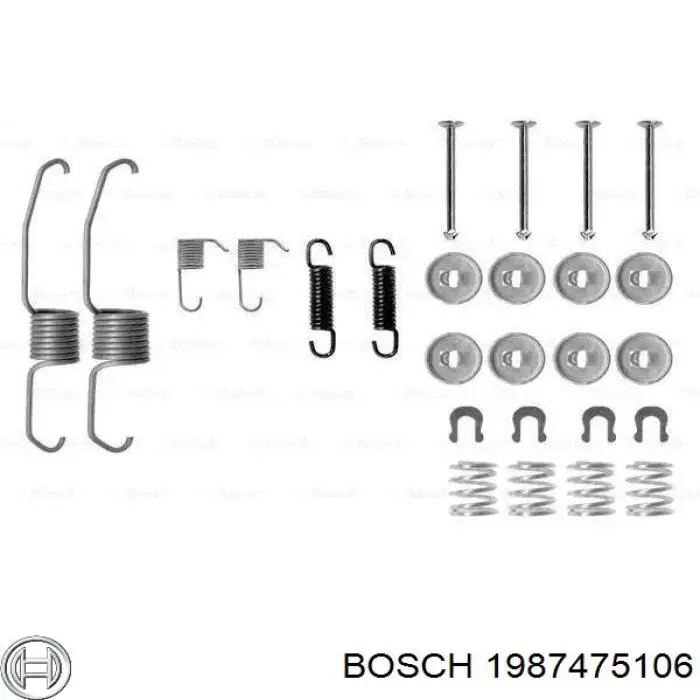 1987475106 Bosch монтажный комплект задних барабанных колодок
