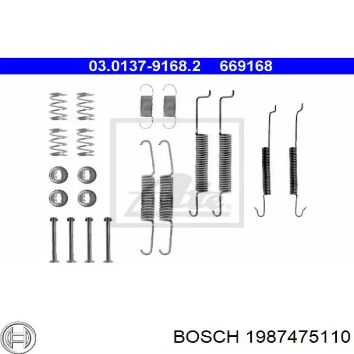 Монтажный комплект задних барабанных колодок Bosch 1987475110