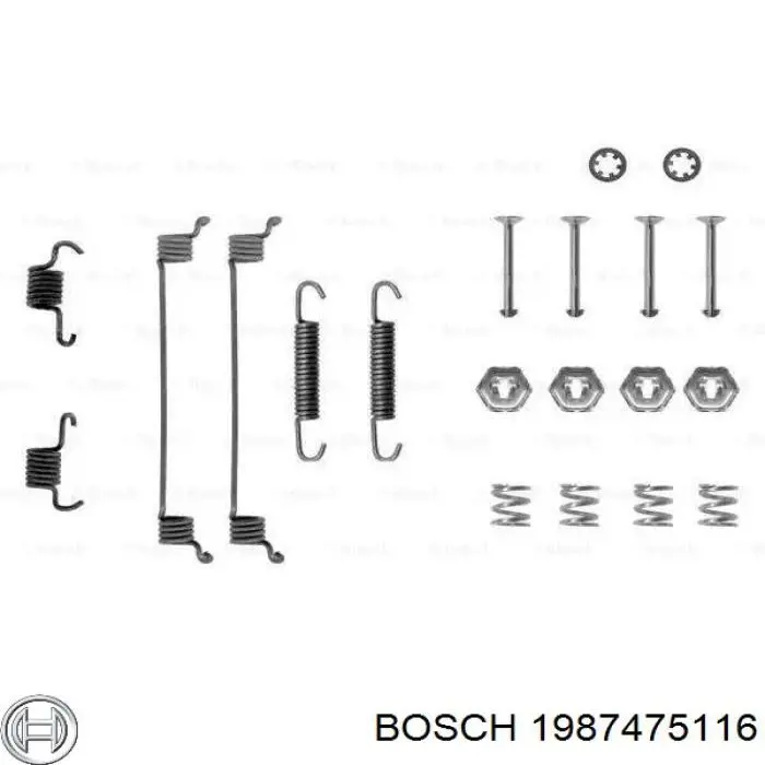 1987475116 Bosch монтажный комплект задних барабанных колодок