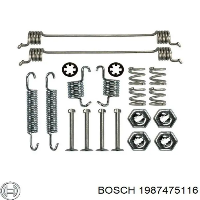 Установочный комплект задних барабанных колодок Bosch 1987475116 цена, от 6.62 USD