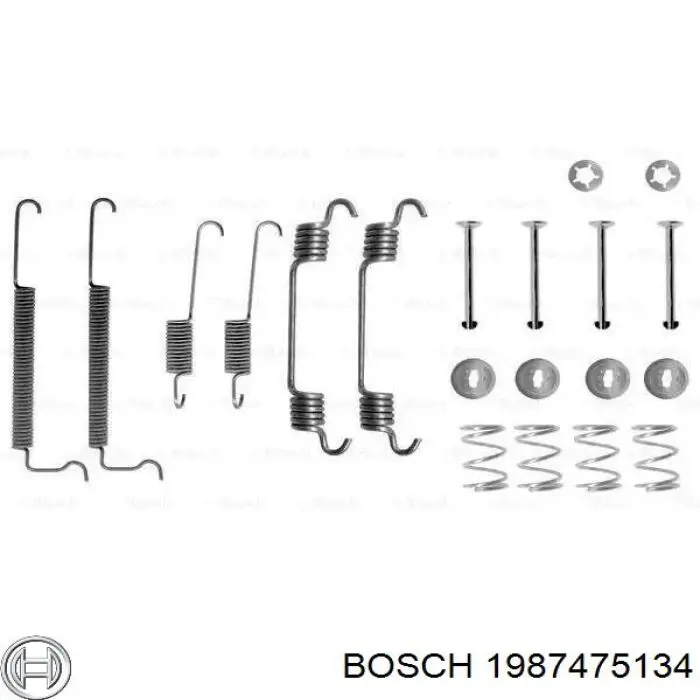 1987475134 Bosch монтажный комплект задних барабанных колодок