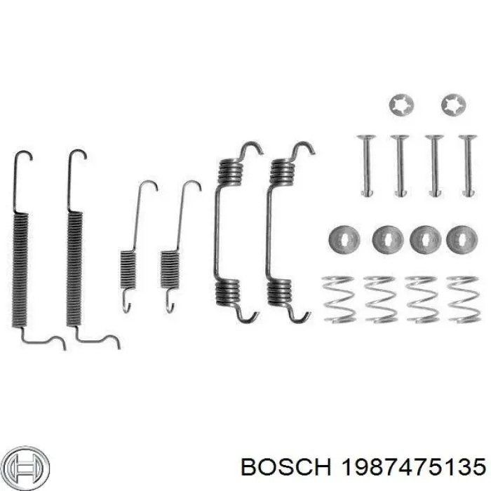 Установочный комплект задних барабанных колодок Bosch 1987475135 цена, от 7.90 USD