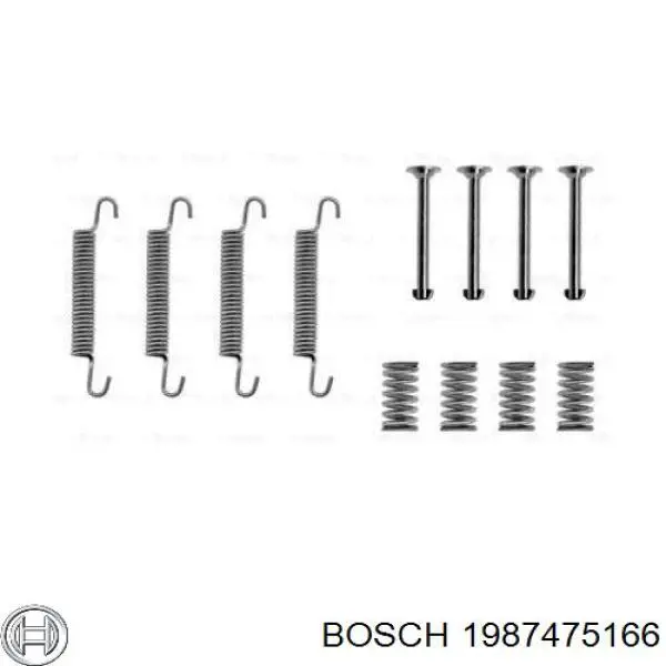 1987475166 Bosch монтажный комплект задних барабанных колодок