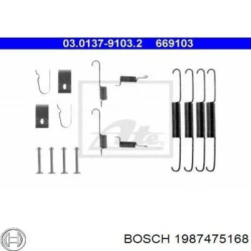 1987475168 Bosch Комплект монтажный задних барабанных колодок