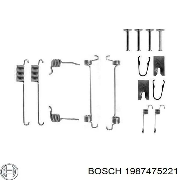 1987475221 Bosch монтажный комплект задних барабанных колодок
