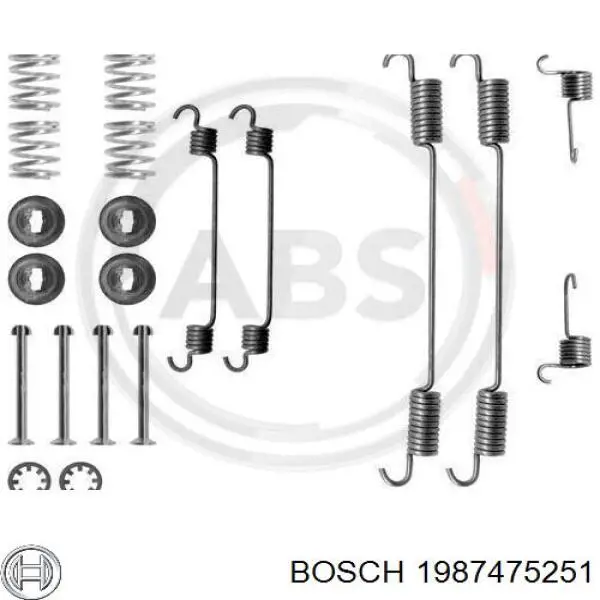 1987475251 Bosch монтажный комплект задних барабанных колодок