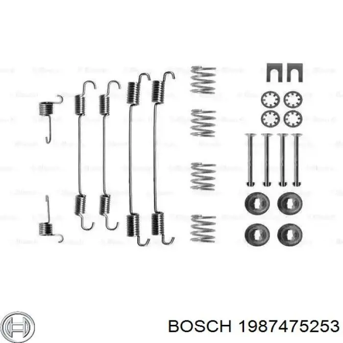 1987475253 Bosch монтажный комплект задних барабанных колодок