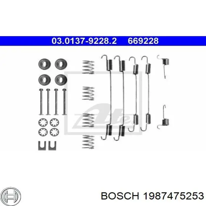 Монтажный комплект задних барабанных колодок Bosch 1987475253