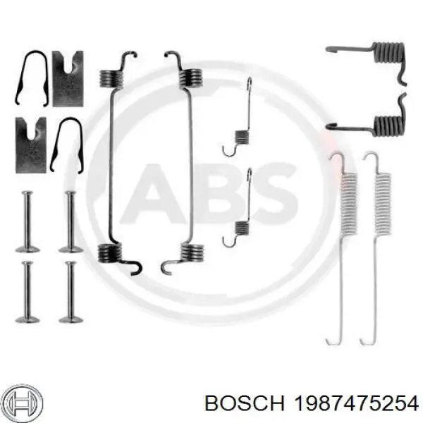 Установочный комплект задних барабанных колодок Bosch 1987475254 цена, от 9.71 USD