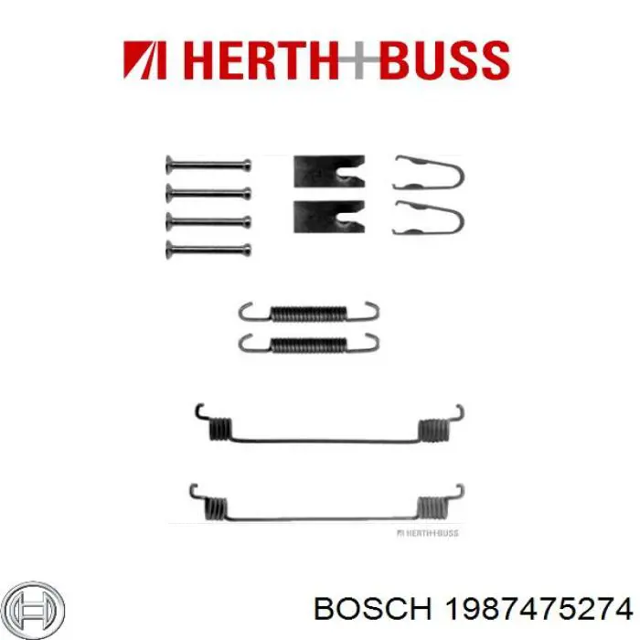 Монтажный комплект задних барабанных колодок Bosch 1987475274