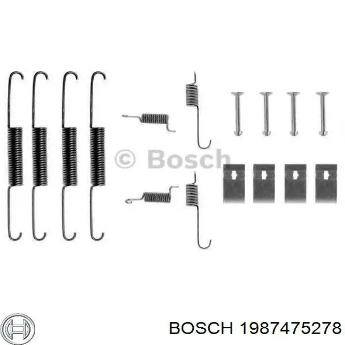 Установочный комплект задних барабанных колодок Bosch 1987475278 цена, от 9.47 USD