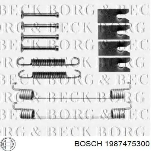 Купить 1987475300 Bosch Монтажный комплект задних барабанных колодок