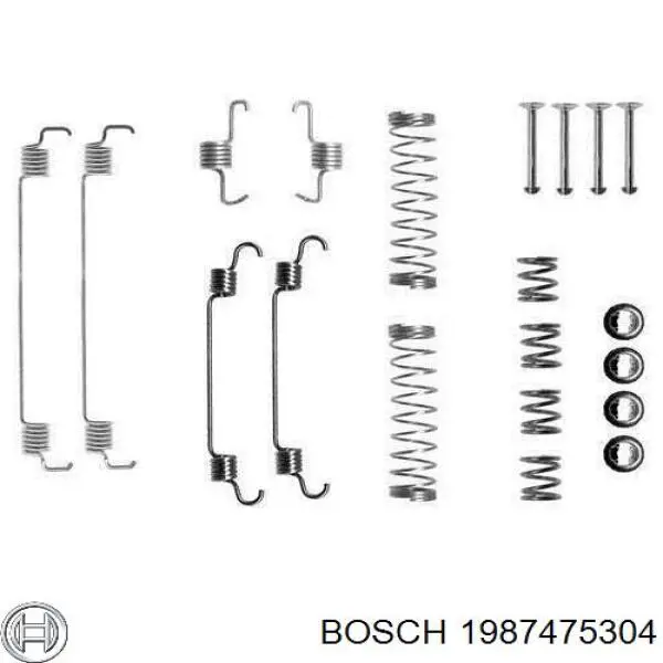1987475304 Bosch монтажный комплект задних барабанных колодок