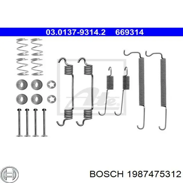 1987475312 Bosch монтажный комплект задних барабанных колодок