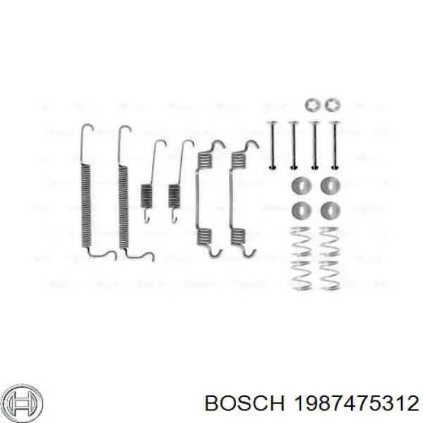 Купить 1987475312 Bosch Монтажный комплект задних барабанных колодок