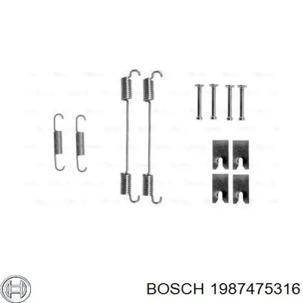 1987475316 Bosch монтажный комплект задних барабанных колодок