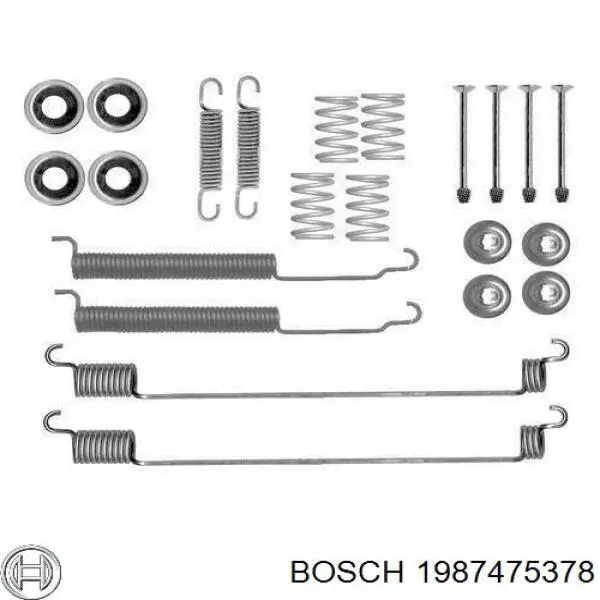 Купить 1987475378 Bosch Монтажный комплект задних барабанных колодок