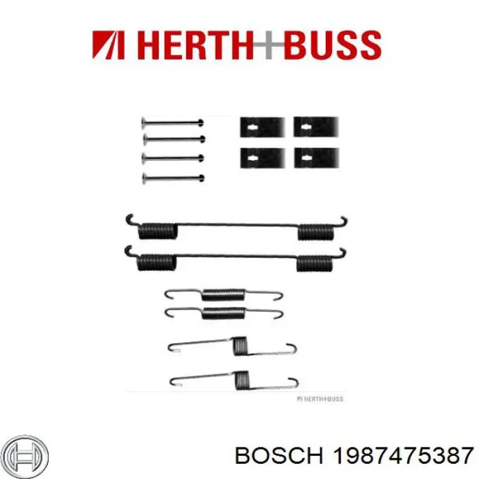 1987475387 Bosch монтажный комплект задних барабанных колодок