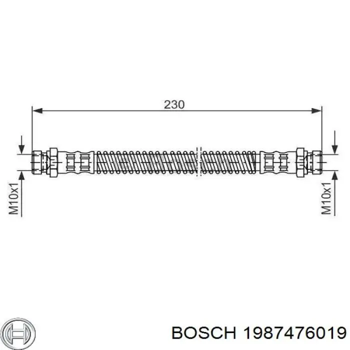 1987476019 Bosch шланг тормозной задний правый