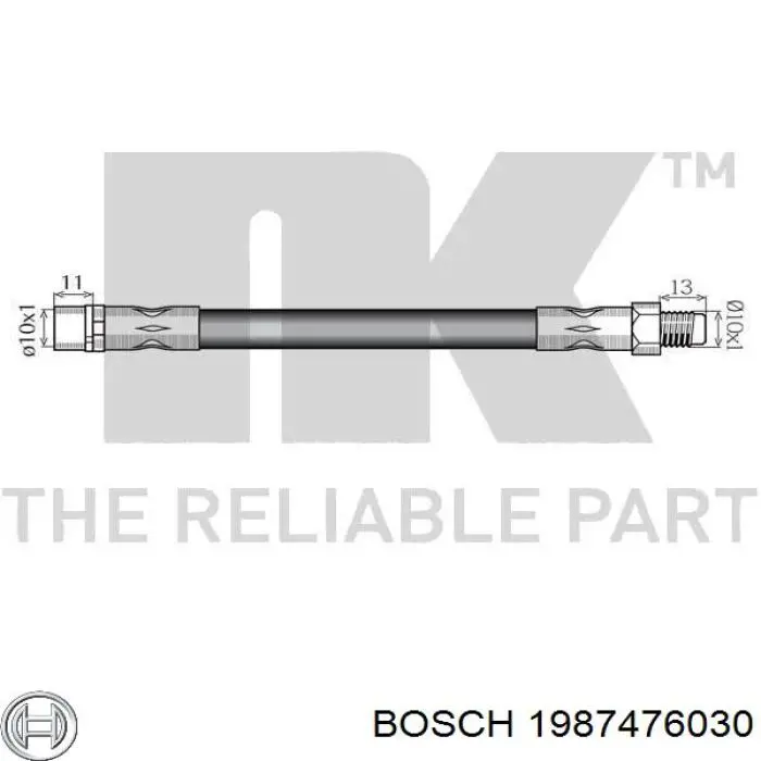 Шланг гальмівний задній 1987476030 Bosch