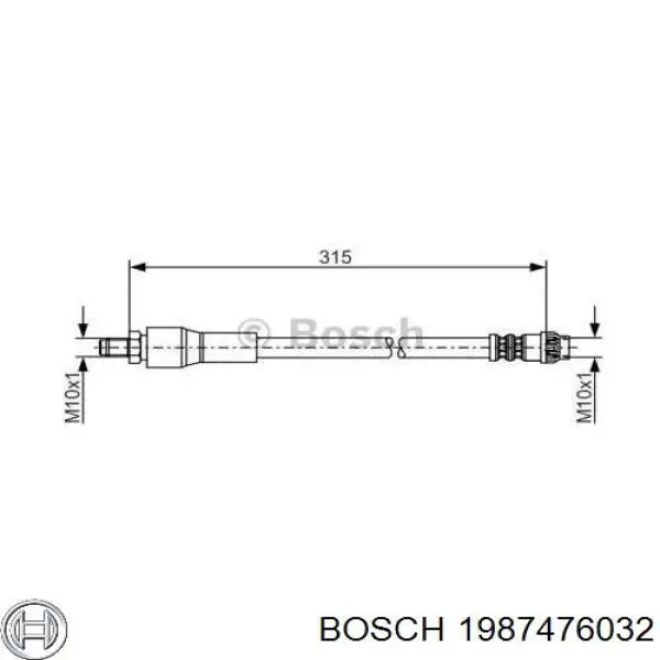 Шланг тормозной передний 1987476032 Bosch