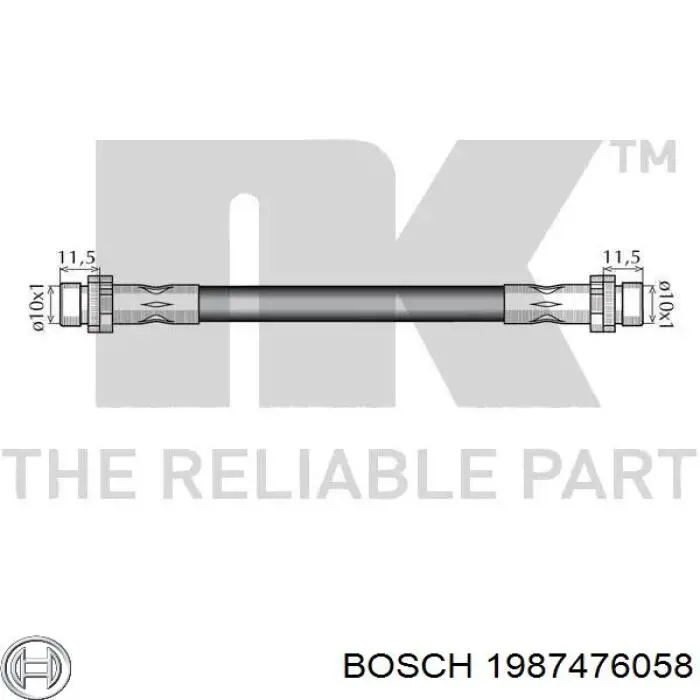 Шланг тормозной передний Bosch 1987476058
