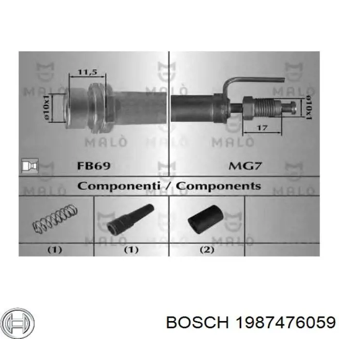 Купить 1987476059 Bosch Шланг тормозной передний