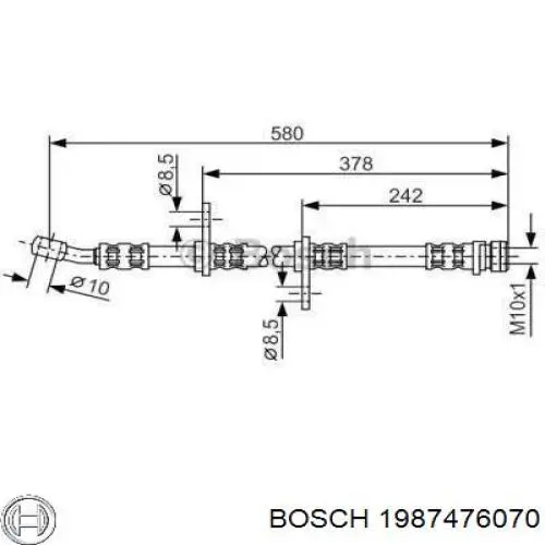 1987476070 Bosch шланг тормозной задний