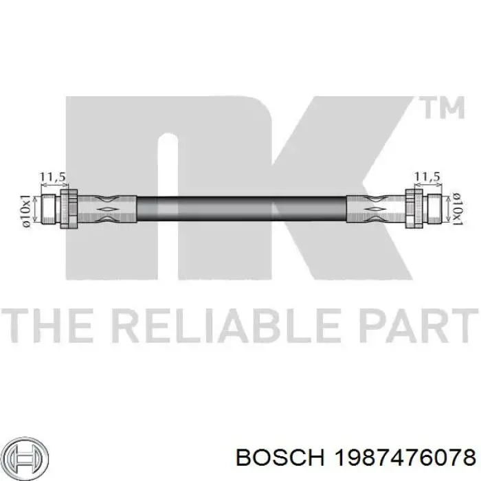 Купить 1987476078 Bosch Задний тормозной шланг