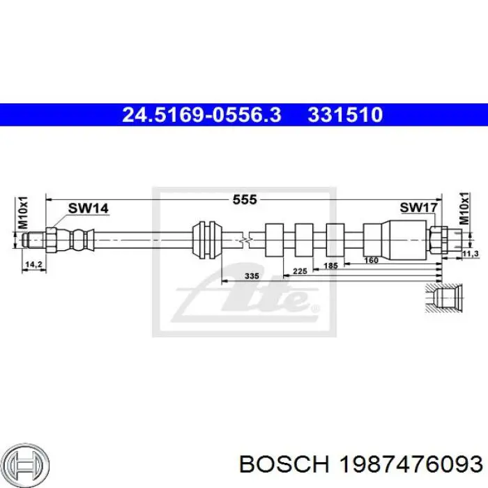 Купить 1987476093 Bosch Тормозной шланг