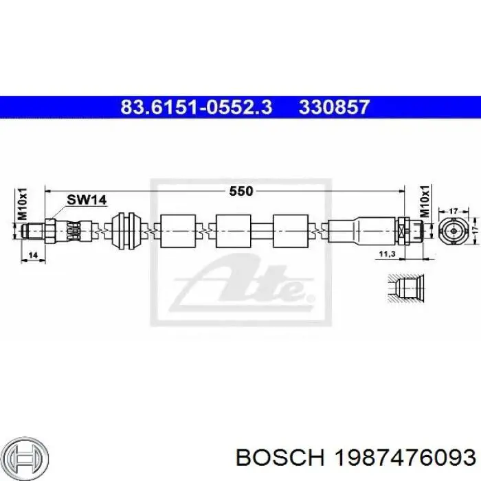 1987476093 Bosch Гибкая тормозная трубка