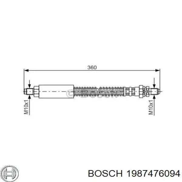 Tubo flexible de frenos trasero izquierdo 1987476094 Bosch