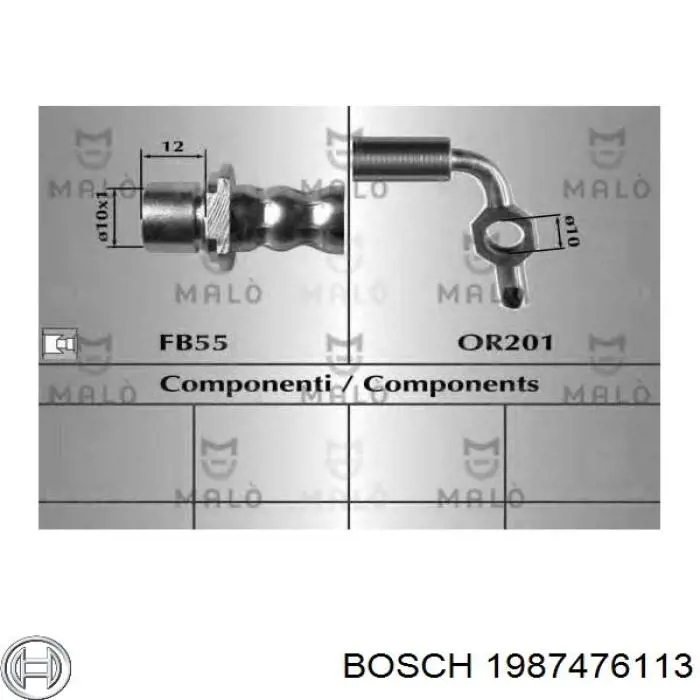 Tubo flexible de frenos trasero izquierdo 1987476113 Bosch