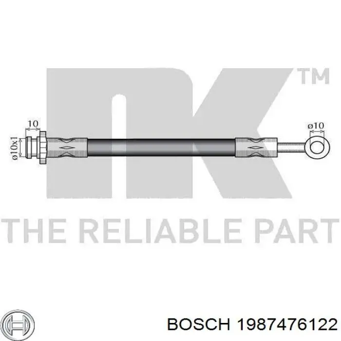 1987476122 Bosch Шланг тормозной задний правый