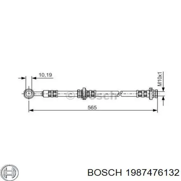 Шланг тормозной задний правый 1987476132 Bosch